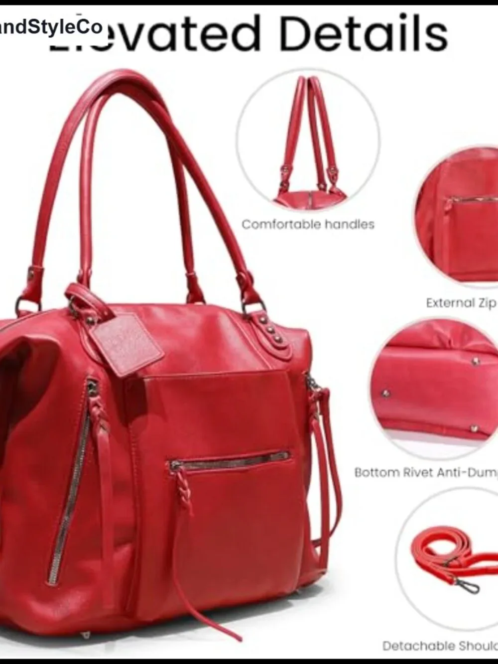 Large Vegan Leather Hobo Tote Crossbody Bag Adjustable Strap